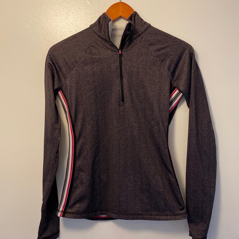 ATHLETA Gray and Pink Patterned Athletic Zip-Up Jacket Sz. XS